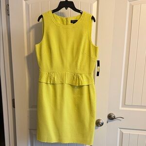 Tahari Vibrant Yellow Sleeveless Midi Dress
